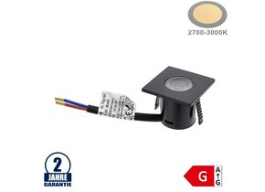 1W Möbeleinbauspot 230V Quadratisch Schwarz Warmweiß