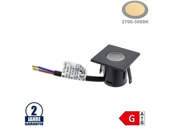 1W Möbeleinbauspot 230V Quadratisch Schwarz Warmweiß