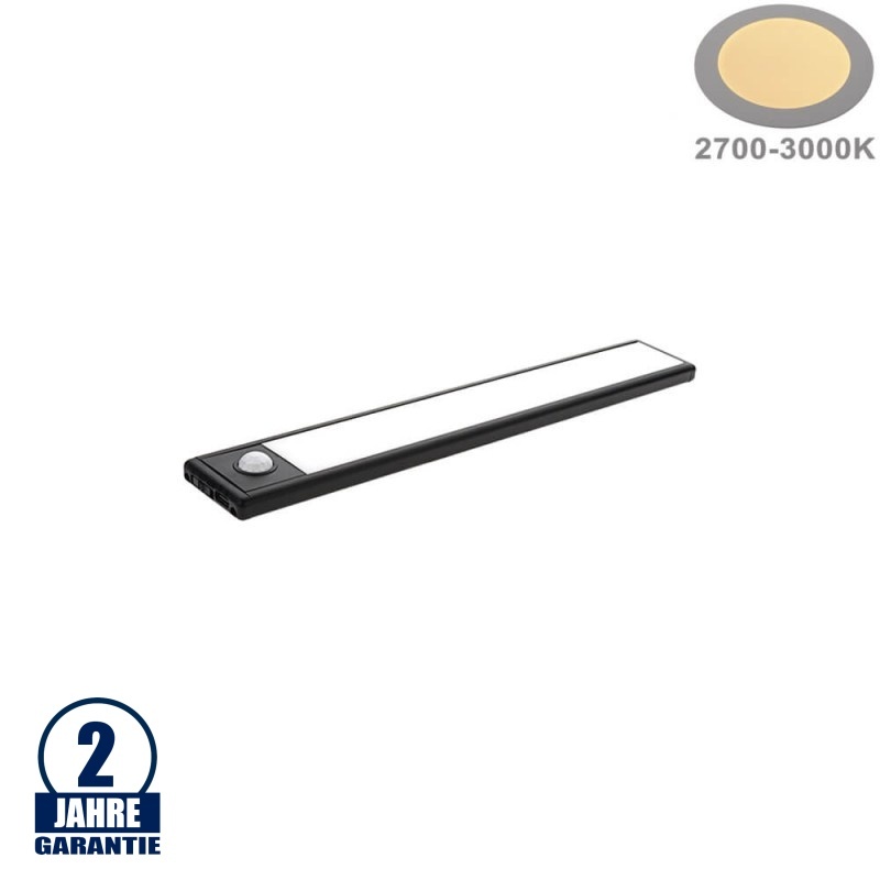 1,5W LED Schranklicht mit Bewegungsmelder Schwarz Warmweiß