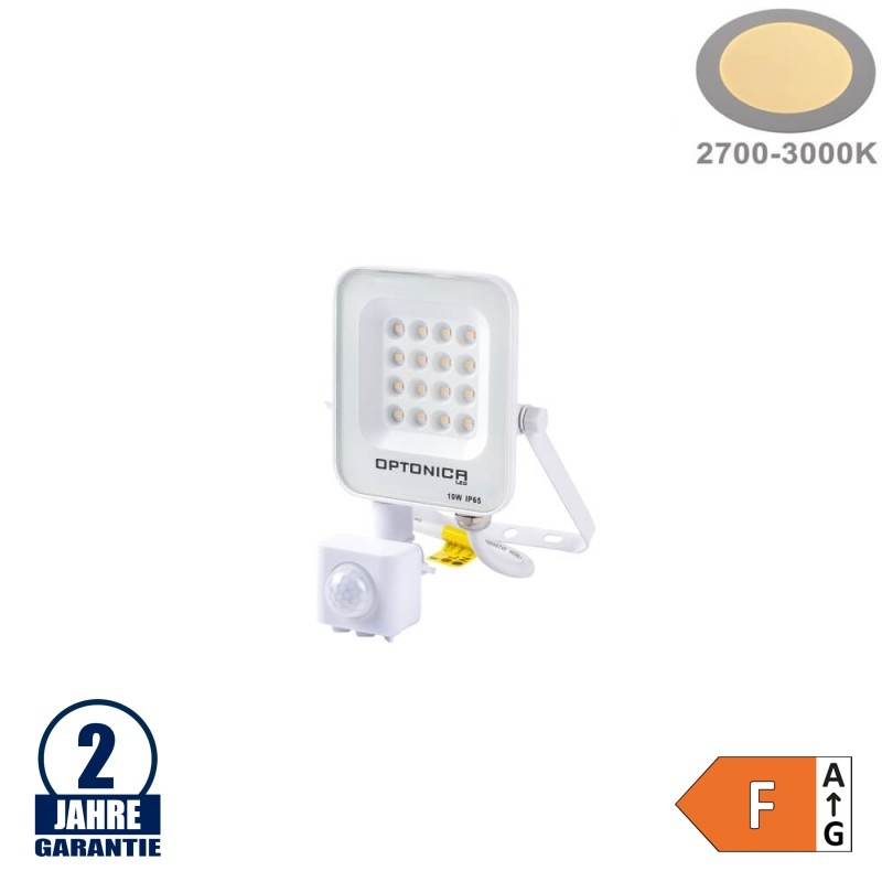 10W LED SMD Fluter weißes Gehäuse mit Bewegungsmelder Warmweiß