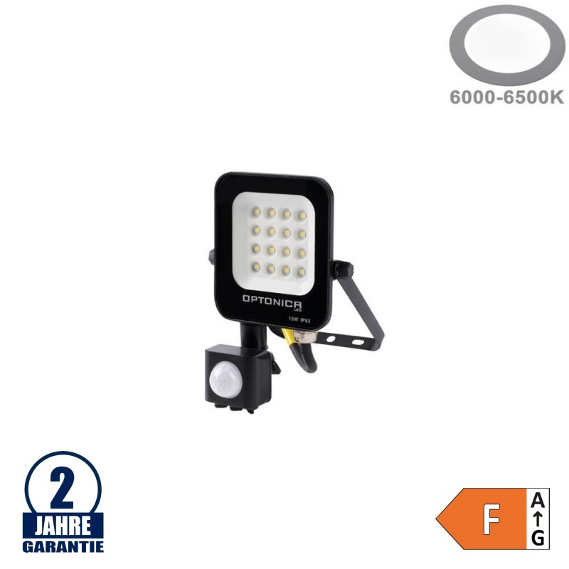 10W LED SMD Fluter schwarzes Gehäuse mit Bewegungsmelder Kaltweiß