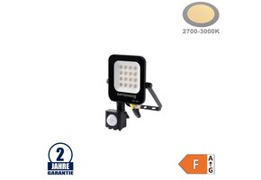 10W LED SMD Fluter schwarzes Gehäuse mit Bewegungsmelder Warmweiß