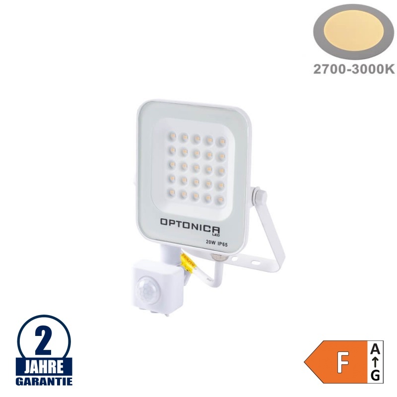 20W LED SMD Fluter weißes Gehäuse mit Bewegungsmelder Warmweiß