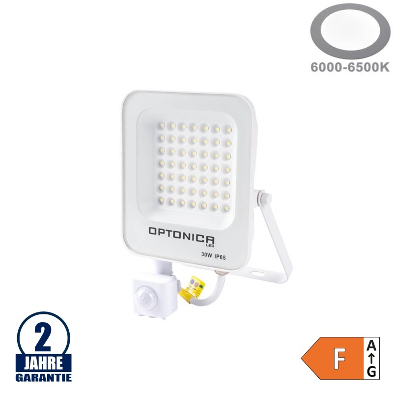 30W LED SMD Fluter weißes Gehäuse mit Bewegungsmelder Kaltweiß