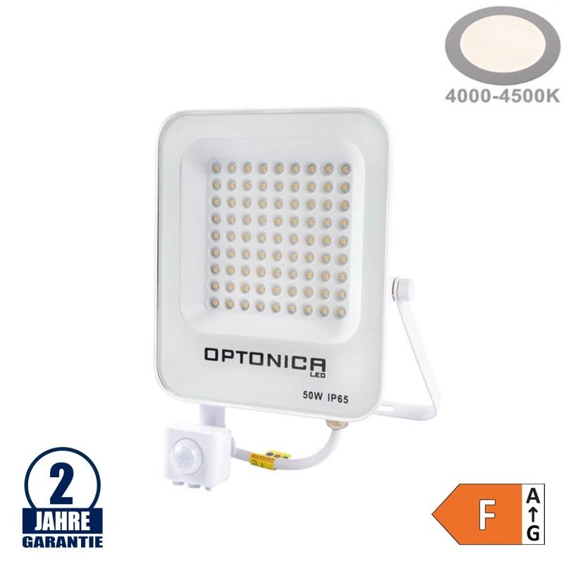 50W LED SMD Fluter weißes Gehäuse mit Bewegungsmelder Neutralweiß