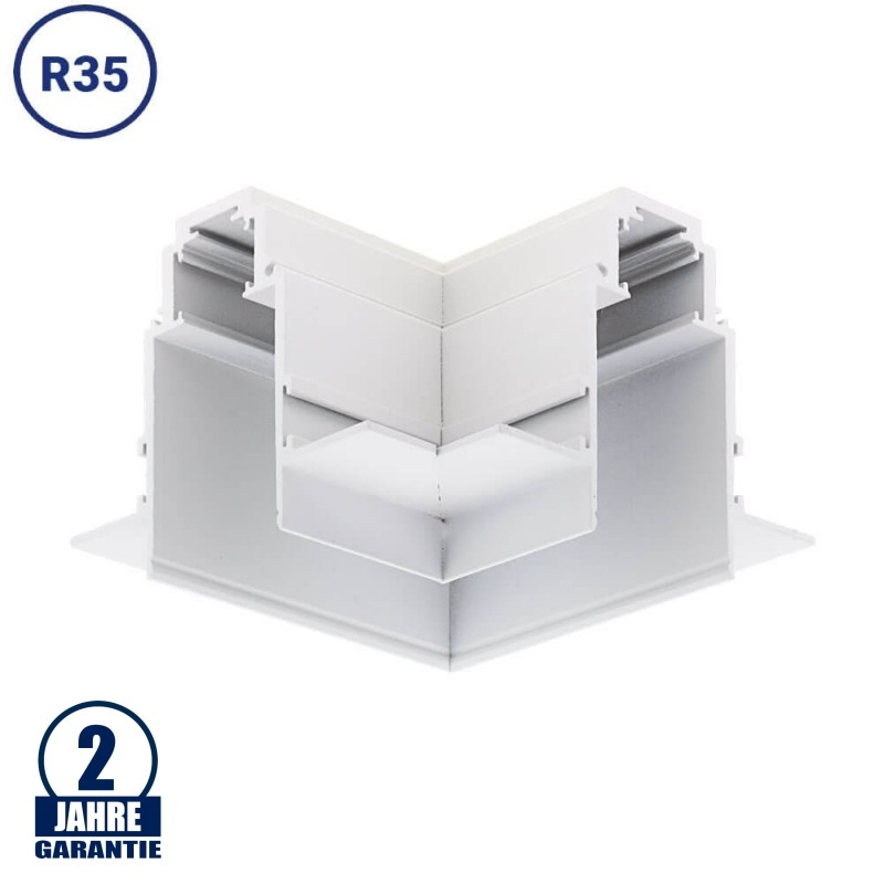 Eckstück R35 Einbau V2 für 48V Stromschiene Magnetic Line Weiß