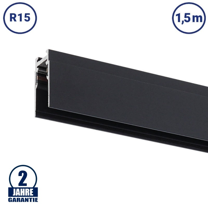 48V Stromschiene R15 Aufbau Magnetic Line Schwarz 1,5m
