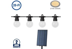 LED Solar-Lichterkette 20 Birnen matt 10m Warmweiß