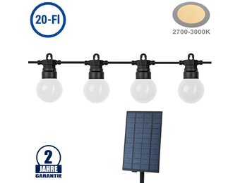LED Solar-Lichterkette 20 Birnen matt 10m Warmweiß