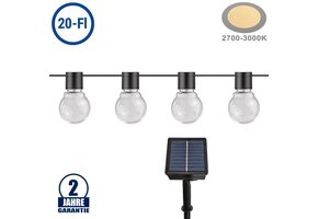 LED Solar-Lichterkette 20 Birnen klar 7m Warmweiß