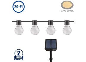 LED Solar-Lichterkette 20 Birnen klar 7m Warmweiß