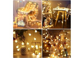 100er LED Kugel Lichterkette, 10M 8 Modi mit Memory-Funktion, Innen/ Außen, Warmweiß