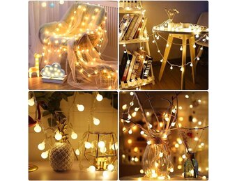 100er LED Kugel Lichterkette, 10M 8 Modi mit Memory-Funktion, Innen/ Außen, Warmweiß