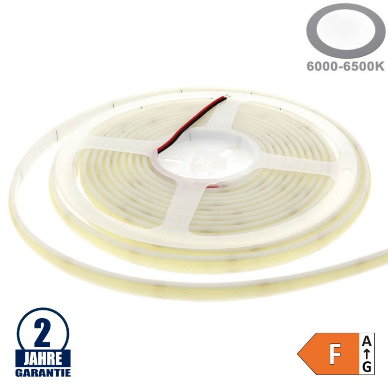 320SMD/m 10W/m 24V COB LED Streifen spritzwassergeschützt Kaltweiß 5m