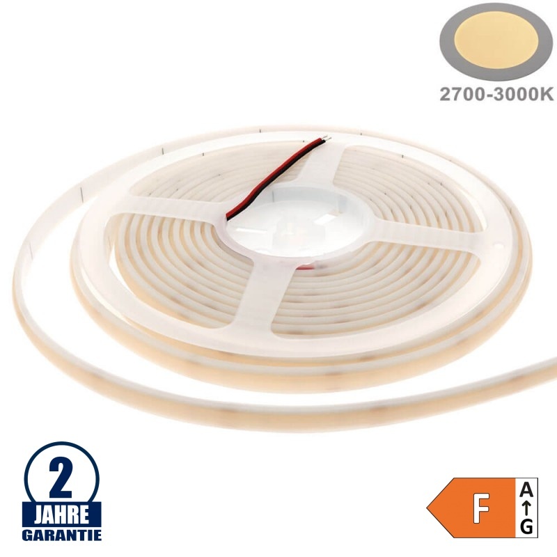 320SMD/m 10W/m 24V COB LED Streifen spritzwassergeschützt Warmweiß 5m