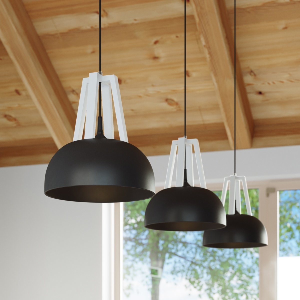 Hängeleuchte CASCO schwarz/weißg