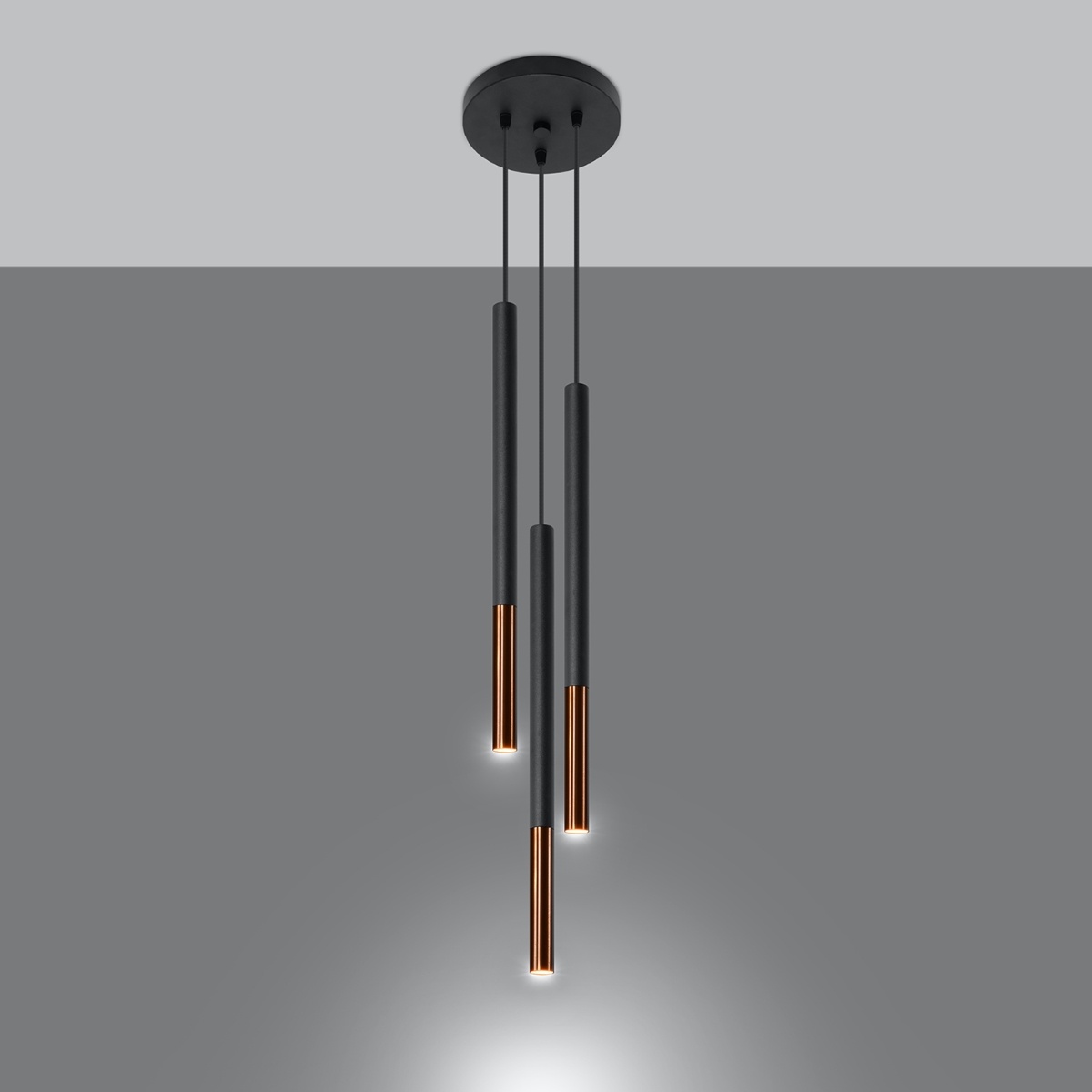 Hängeleuchte MOZAICA 3P schwarz/kupferg