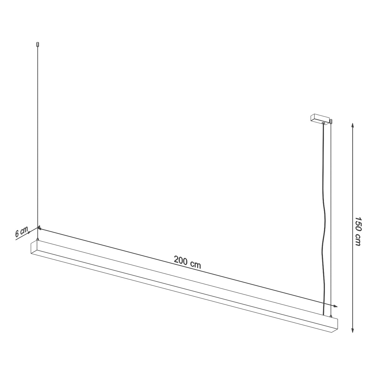 Moderne Thoro PINNE 200 LED-Hängelampe, 6500lm in Grau