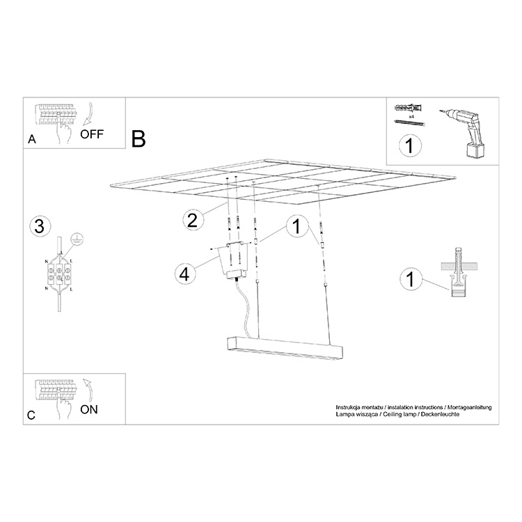 Moderne Thoro PINNE 200 LED-Hängelampe, 6500lm in Grau