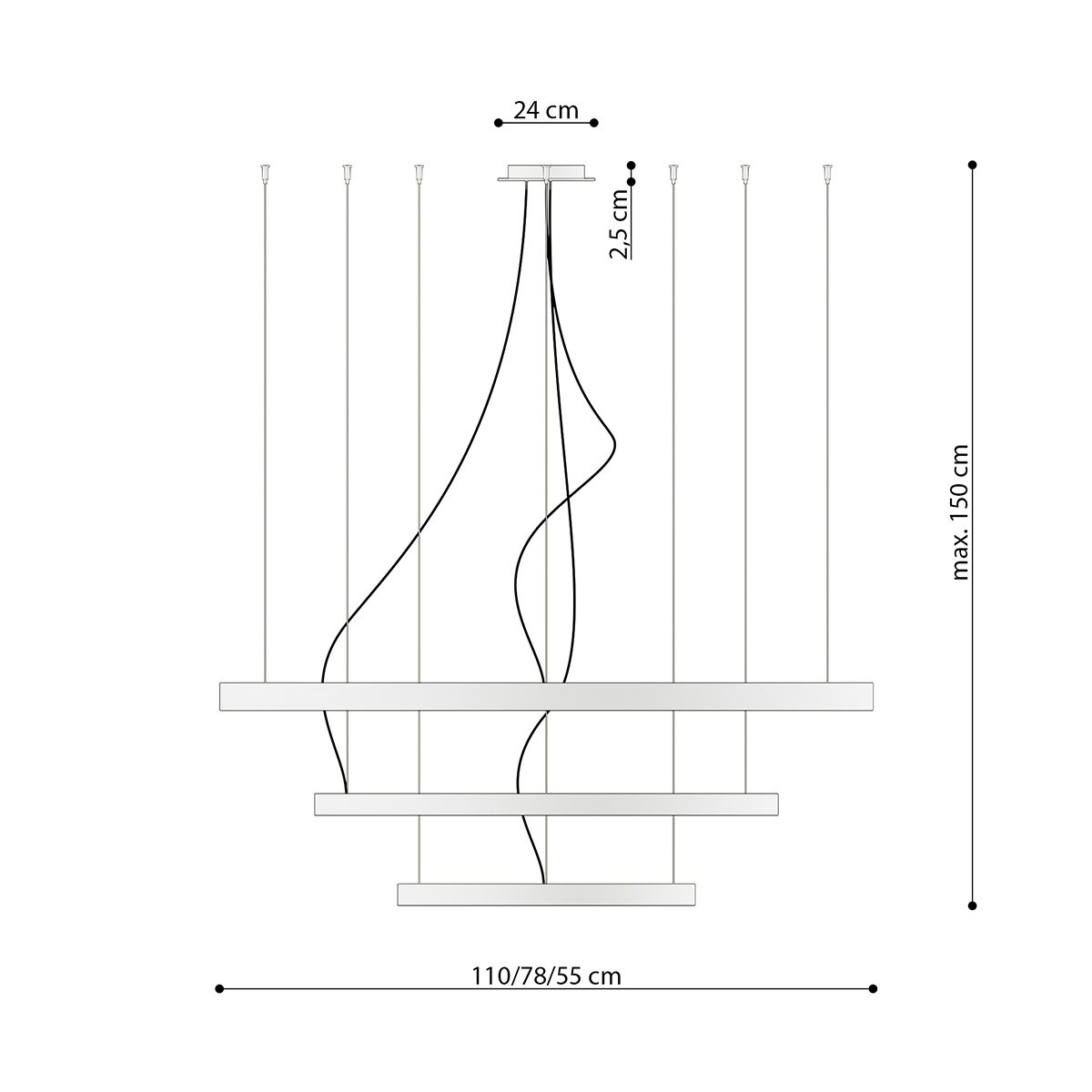 Hängeleuchte RIO 3 55/78/110 golden LED 4000K