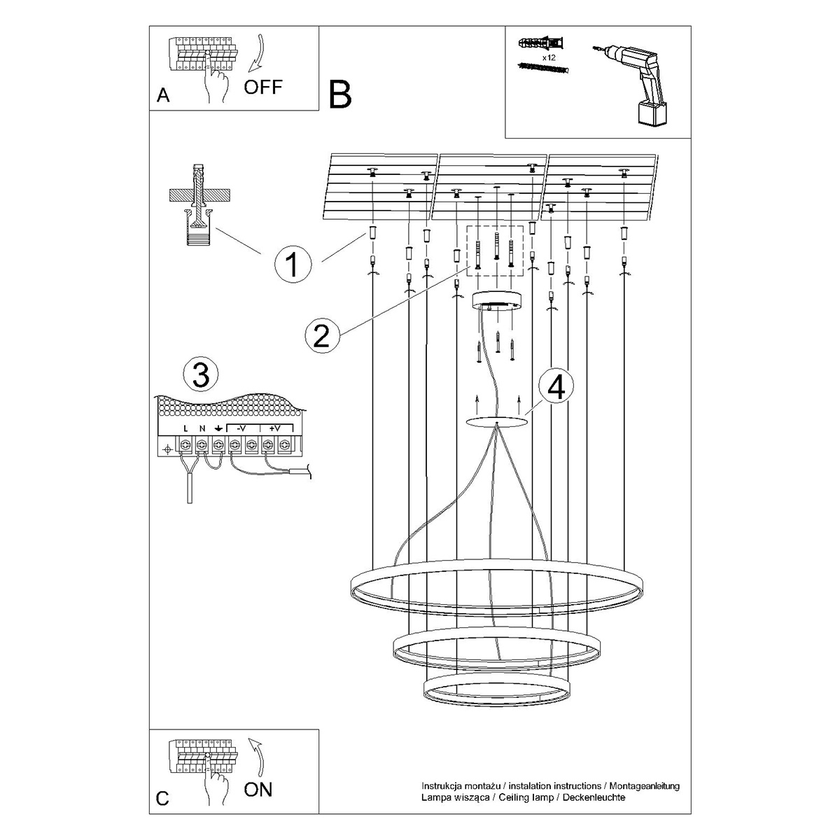 Hängeleuchte RIO 3 55/78/110 golden LED 4000K