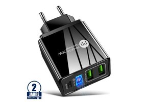 Schnellladegerät max.36W 3xUSB Schwarz