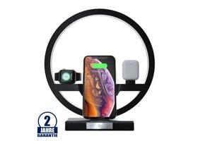 3 in 1 Multifunktions-Tischlampe Wireless Charging Schwarz
