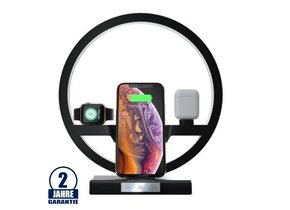 3 in 1 Multifunktions-Tischlampe Wireless Charging Schwarz