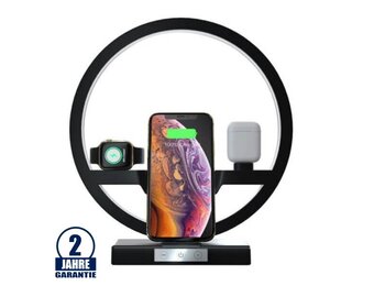 3 in 1 Multifunktions-Tischlampe Wireless Charging Schwarz