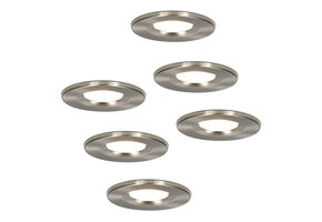 HOFTRONIC™ - Komplettset 6 Stück Dimmbarer LED Einbaustrahler Edelstahl Venezia 6 Watt 2700K IP65