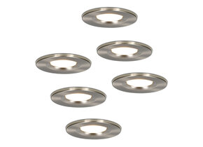 HOFTRONIC™ - Komplettset 6 Stück Dimmbarer LED Einbaustrahler Edelstahl Venezia 6 Watt 2700K IP65