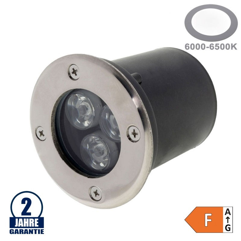 3W LED Bodenleuchte für Außenmontage 230V IP65 Kaltweiß