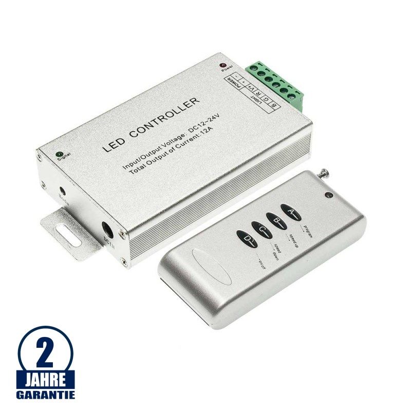 RGB Radiofunk Controller 144W/12V 288W/24V 12A 4 Knöpfe