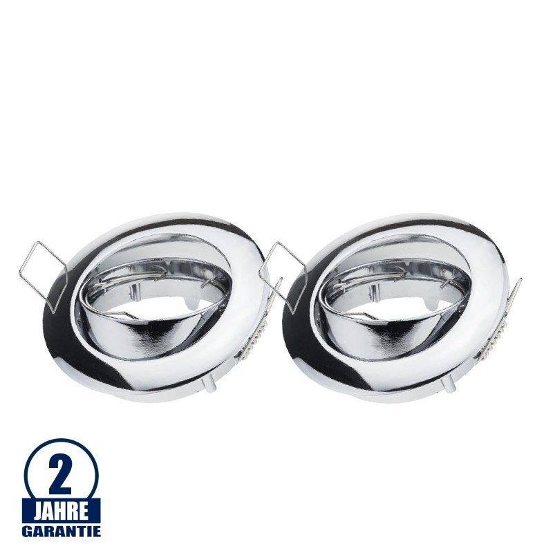 Einbaurahmen für LED MR16/GU10 Rund Schwenkbar Chrom 2er Packung
