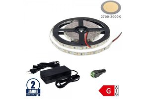 120SMD/m 9,6W/m 12V LED Streifen 2835 Warmweiß 5m SET