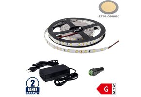 60SMD/m 4,8W/m 12V LED Streifen 2835 Warmweiß 5m SET