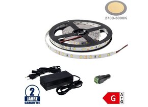 60SMD/m 4,8W/m 12V LED Streifen 2835 Warmweiß 5m SET