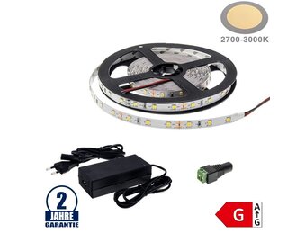 60SMD/m 4,8W/m 12V LED Streifen 2835 Warmweiß 5m SET
