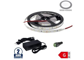 60SMD/m 4,8W/m 12V LED Streifen 2835 Kaltweiß 5m SET