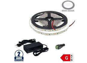 120SMD/m 9,6W/m 12V LED Streifen 2835 Kaltweiß 5m SET