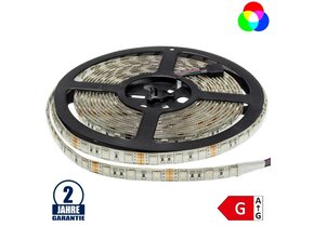 60SMD/m 14,4W/m 12V LED Streifen 5050 RGB Spritzwassergeschützt 5m Rolle