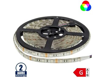 60SMD/m 14,4W/m 12V LED Streifen 5050 RGB Spritzwassergeschützt 5m Rolle