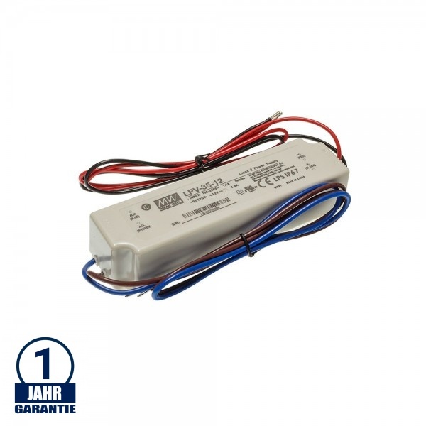 MEAN WELL 35W 12V DC Kunststoff Netzteil Wassergeschützt IP67