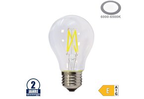 6,5W LED FILAMENT E27 A60 Birne Glas 810 Lumen Kaltweiß