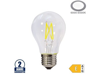 6,5W LED FILAMENT E27 A60 Birne Glas 810 Lumen Kaltweiß