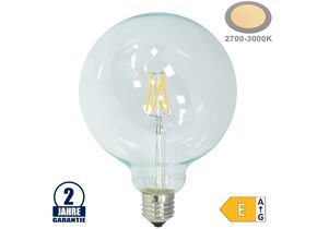 6,5W LED FILAMENT E27 G125 Birne Glas 810 Lumen Warmweiß
