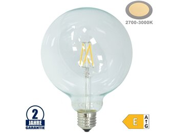 6,5W LED FILAMENT E27 G125 Birne Glas 810 Lumen Warmweiß