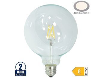 6,5W LED FILAMENT E27 G125 Birne Glas 810 Lumen Neutralweiß