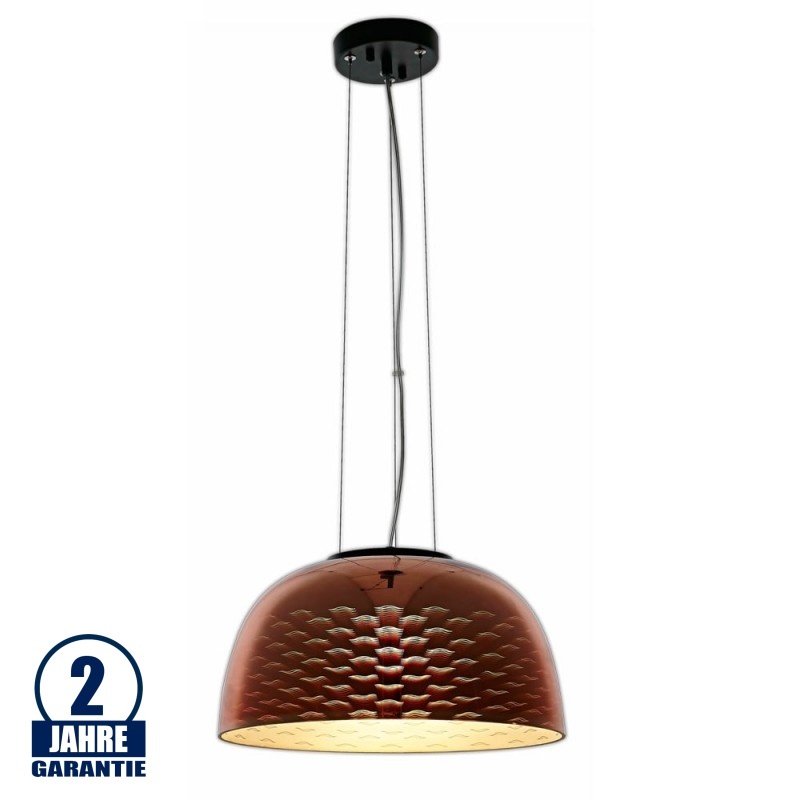 3D Glas Pendelleuchte Kupferfarben Mövenmuster D400 E27