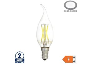 4W LED FILAMENT E14 Windstoßkerze 400 Lumen Kaltweiß